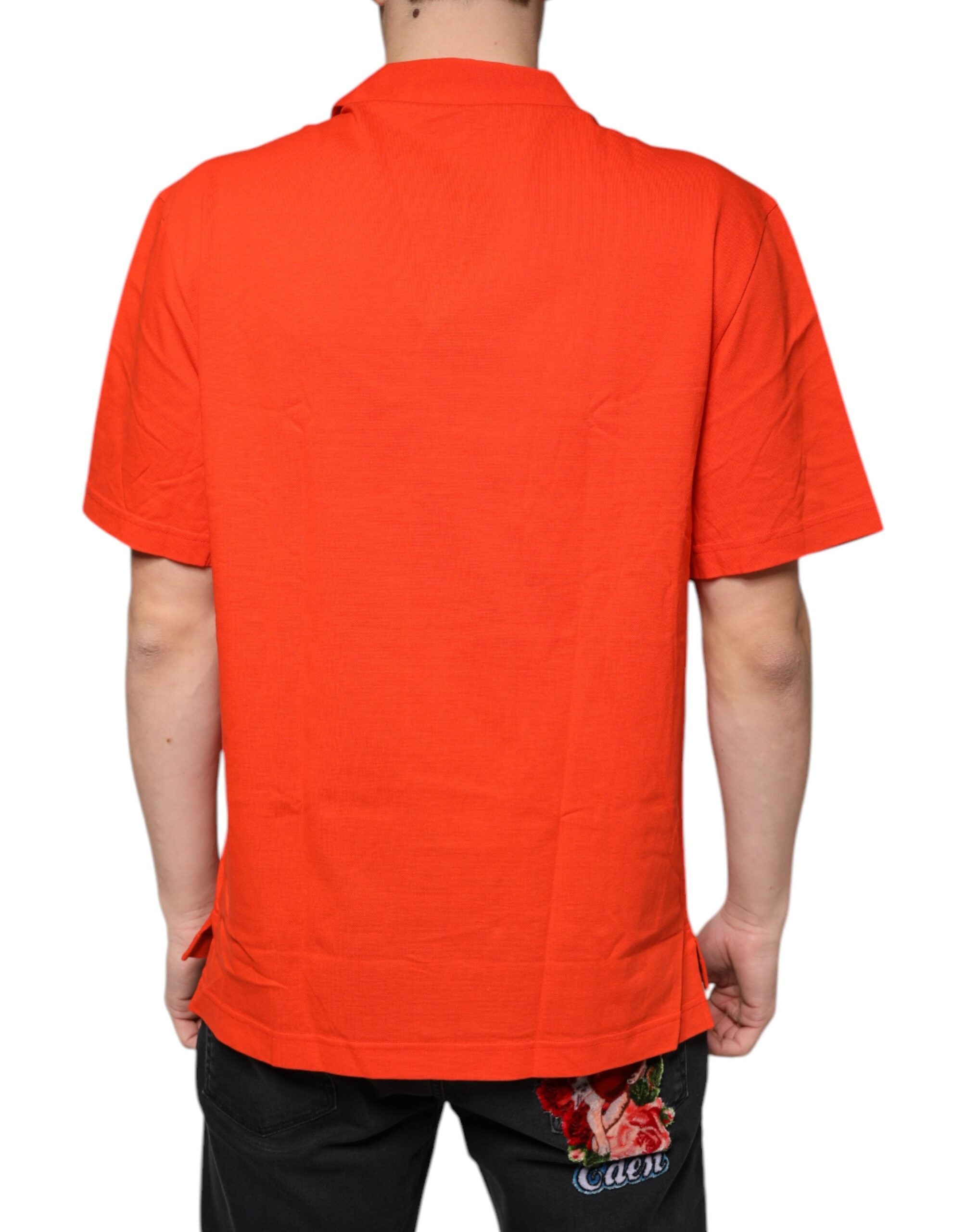 Dolce & Gabbana orange cotton button-front polo shirt